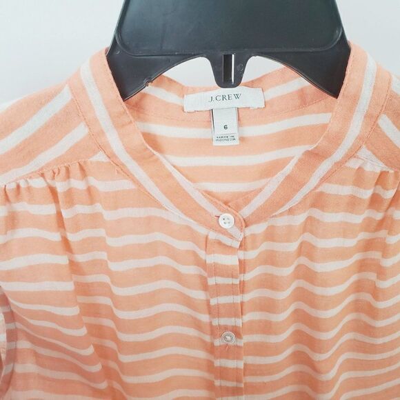 J. Crew 6 SMALL peach stripe Sleeveless button front shirt - Picture 3 of 4